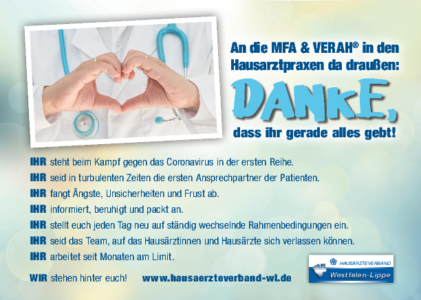 Danke Mit Plakat Aktion Hausarzteverband Westfalen Lippe